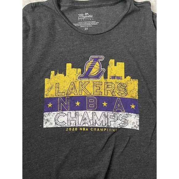 LA Lakers NBA Champions 2020 Shirt Men’s 2XL Black Long Sleeve Majestic Threads - Picture 4 of 8
